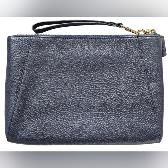 Coach Morgan Pebbled Leather Clutch In Midnight And Gold. New With Out Tags - Picture 4 of 6